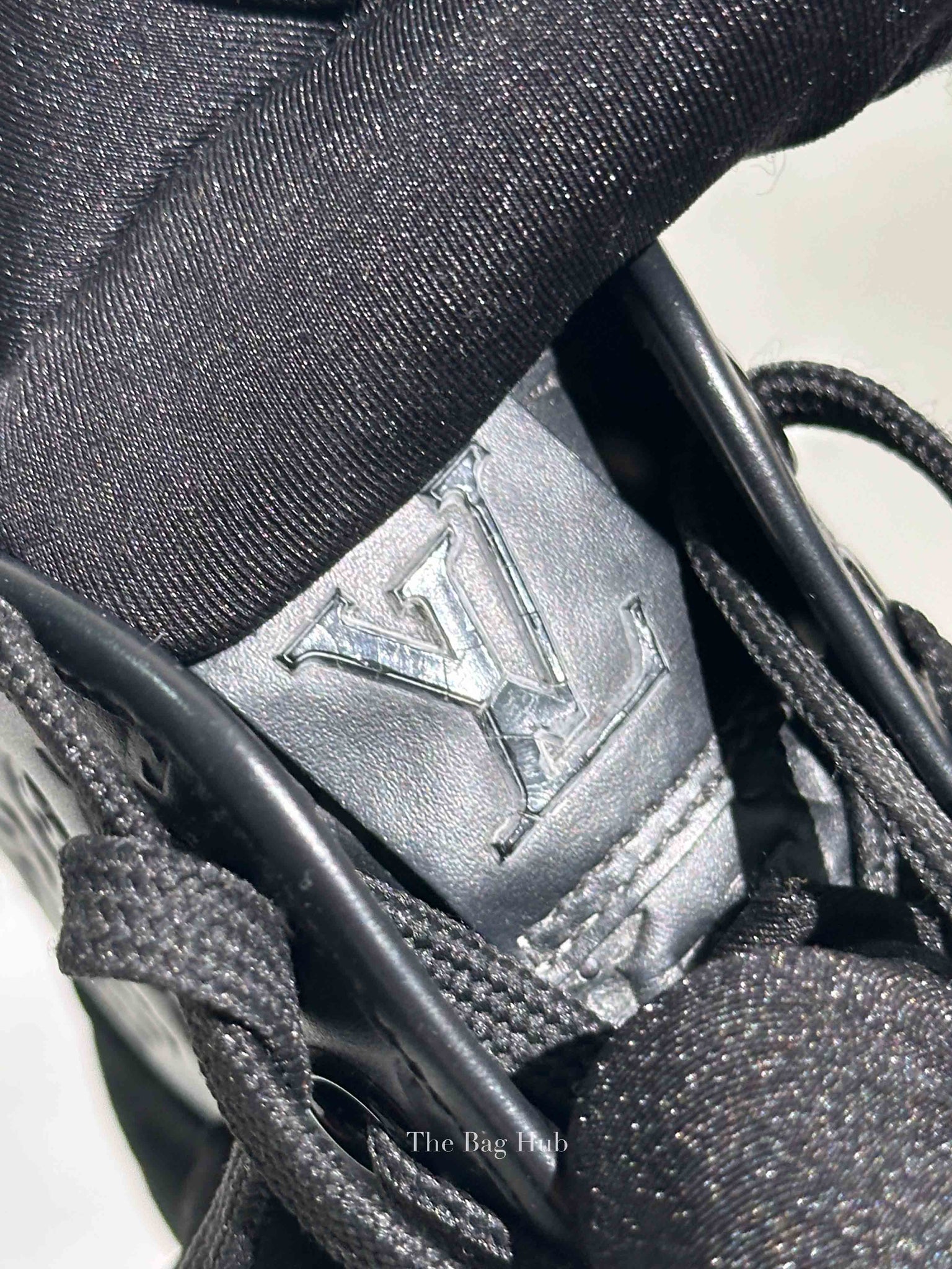 Louis Vuitton Black Calfskin Embossed Monogram Punchy High Top Sneakers 36.5