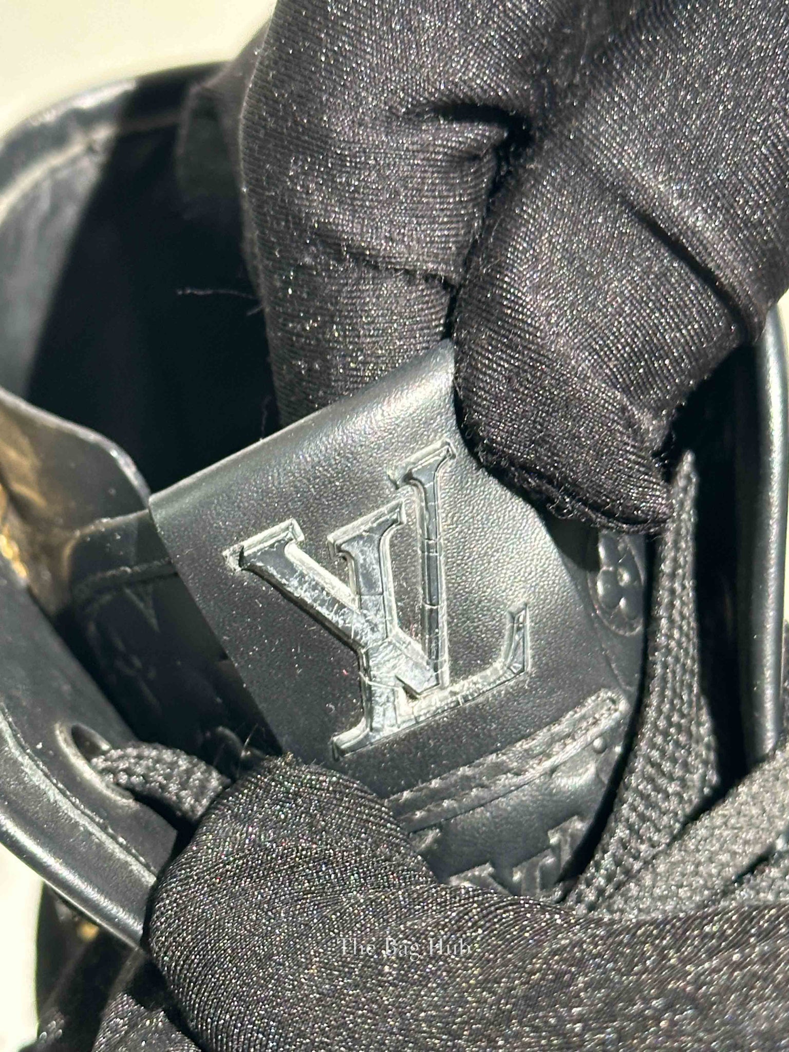 Louis Vuitton Black Calfskin Embossed Monogram Punchy High Top Sneakers 36.5