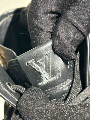Louis Vuitton Black Calfskin Embossed Monogram Punchy High Top Sneakers 36.5