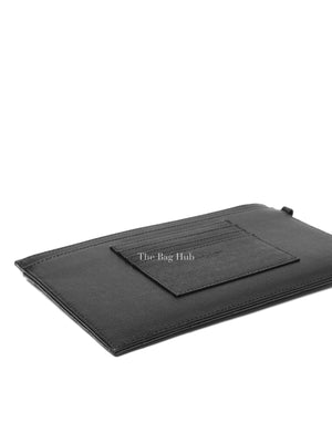 Saint Laurent Black Grain De Poudre Chevron Monogram Large Bill Pouch