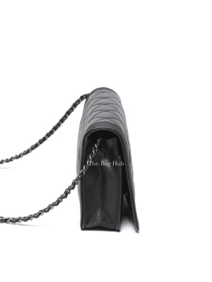 Chanel Black Caviar Leather Quilted Boy Wallet On Chain