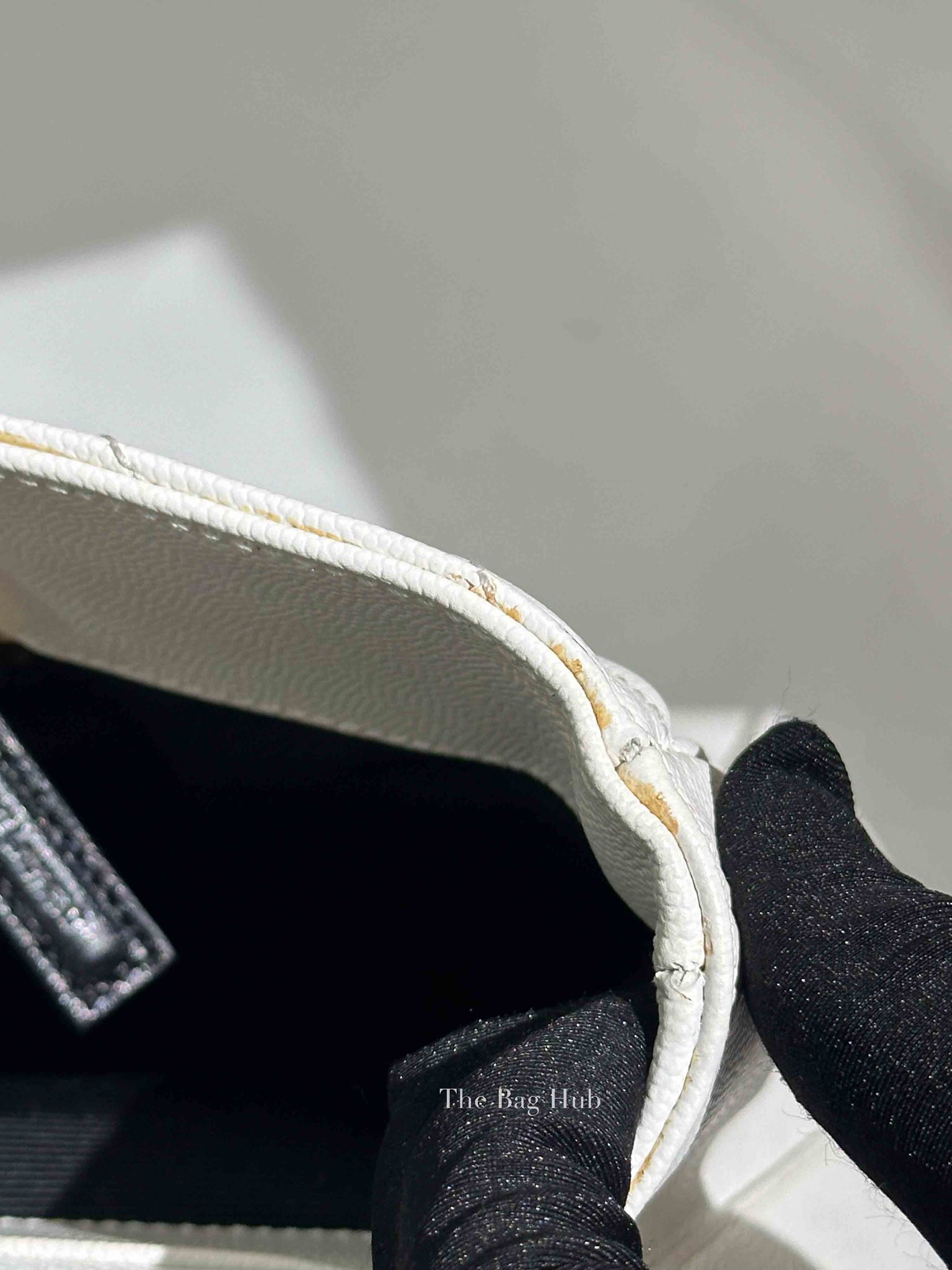Saint Laurent White Leather Classic Monogram Tote Bag
