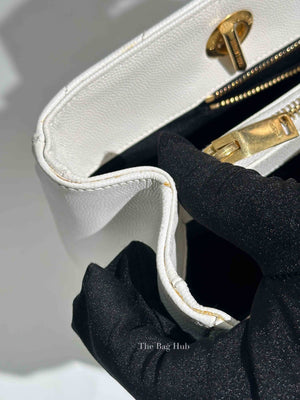 Saint Laurent White Leather Classic Monogram Tote Bag