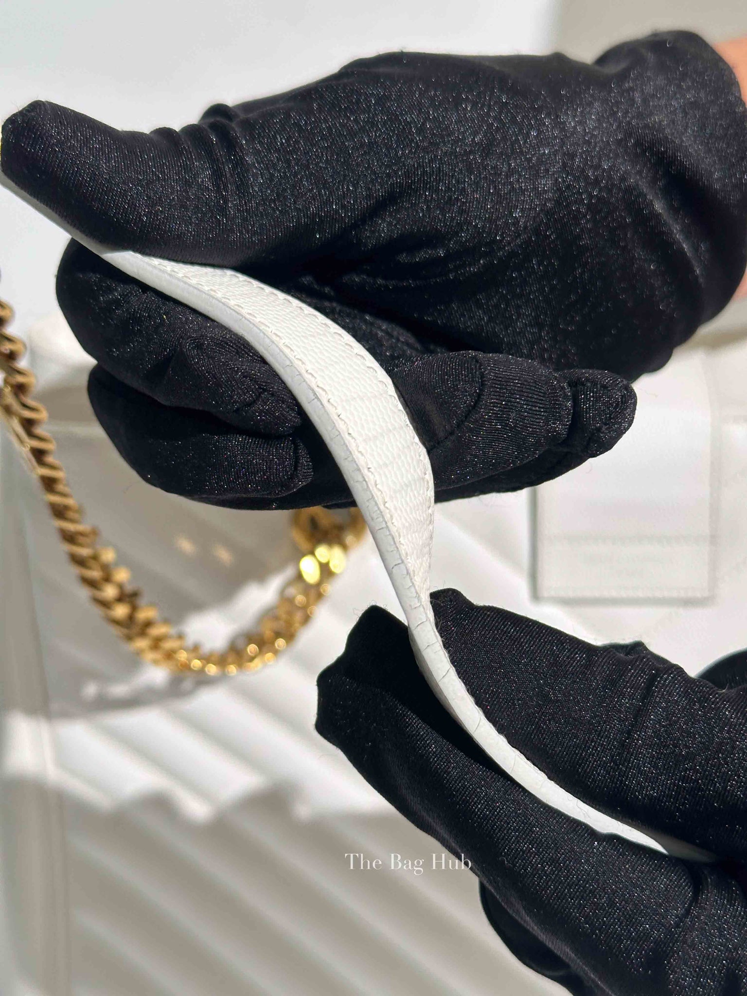 Saint Laurent White Leather Classic Monogram Tote Bag