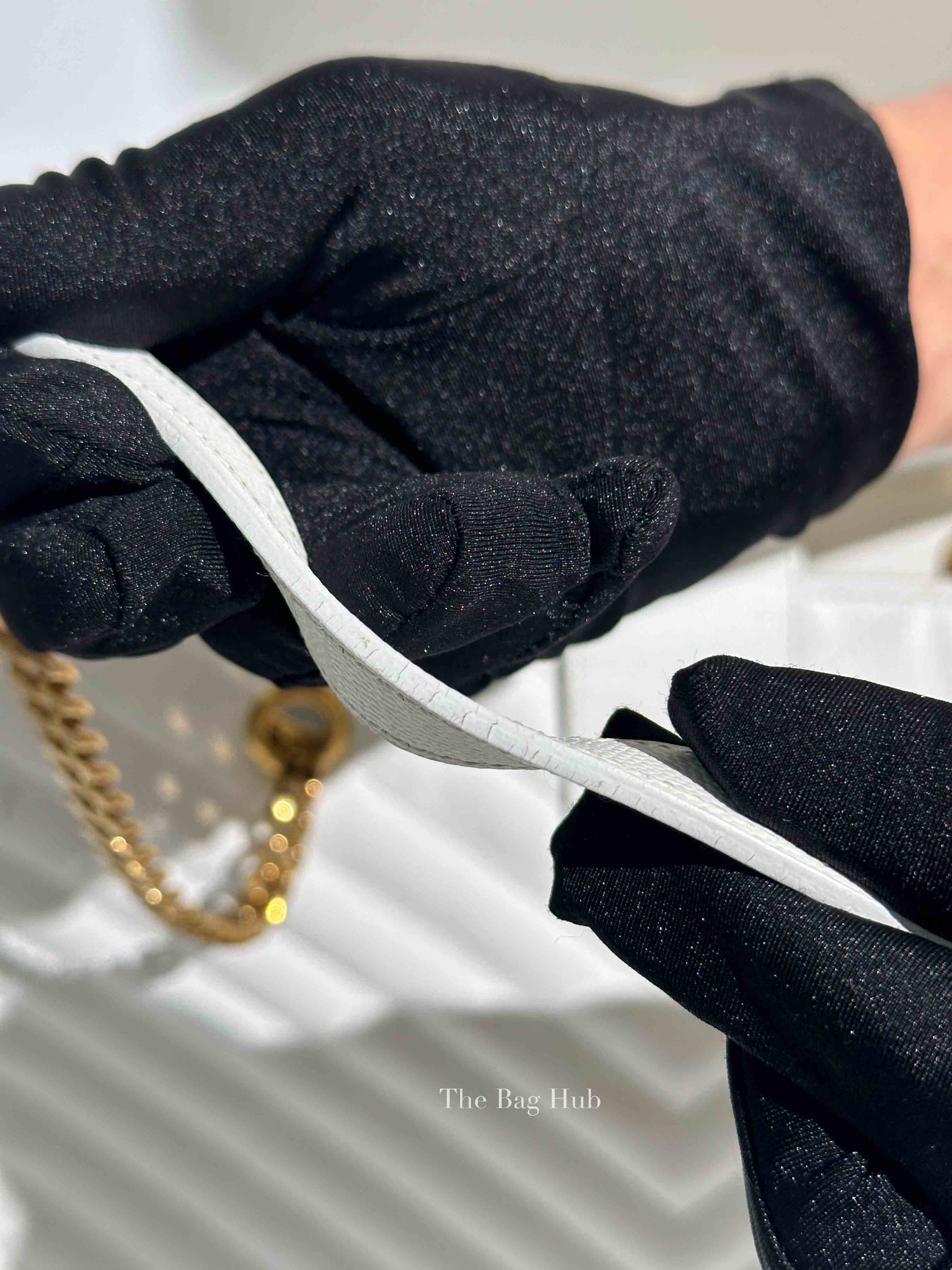 Saint Laurent White Leather Classic Monogram Tote Bag