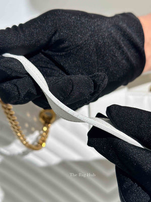 Saint Laurent White Leather Classic Monogram Tote Bag
