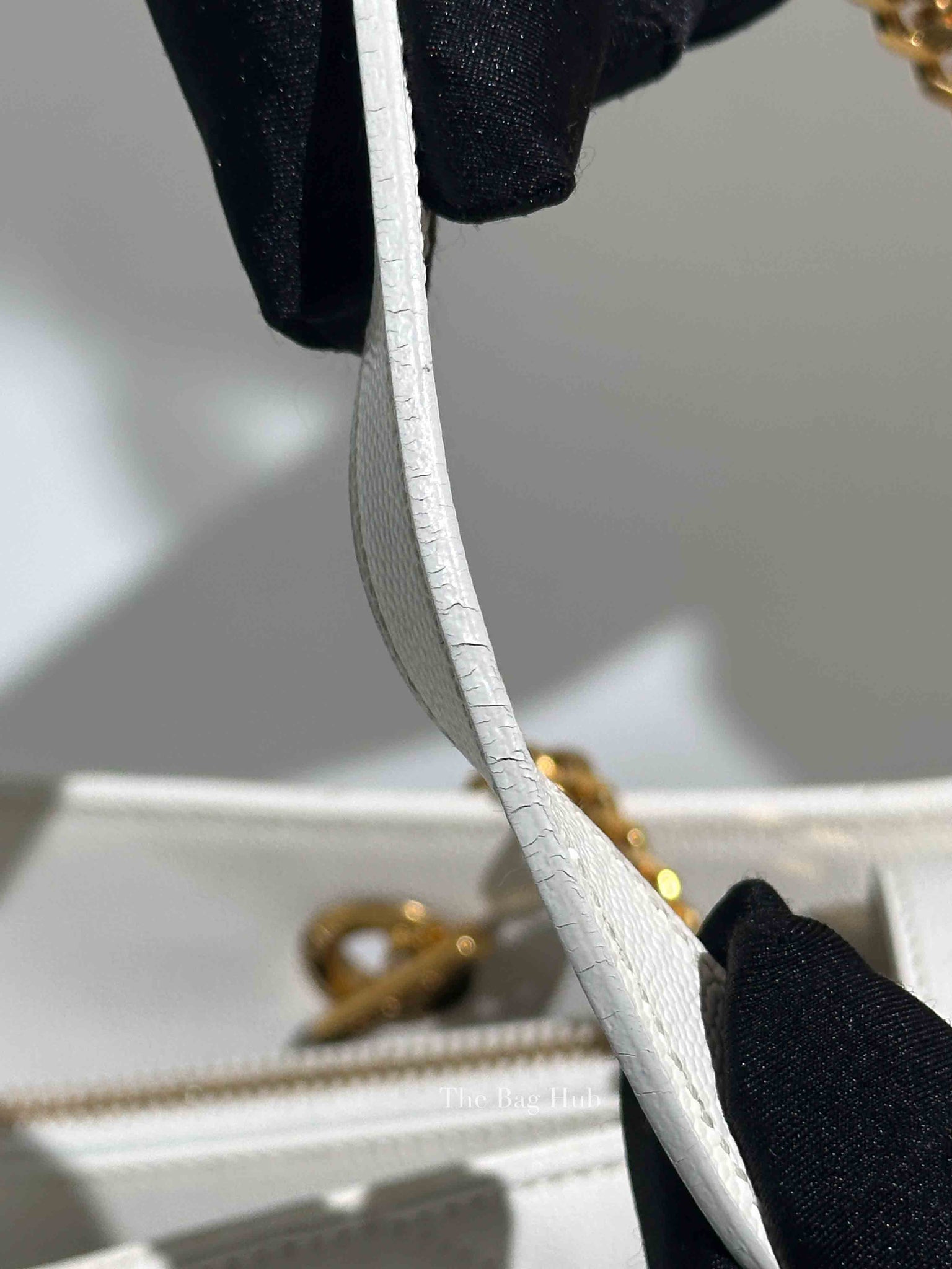 Saint Laurent White Leather Classic Monogram Tote Bag
