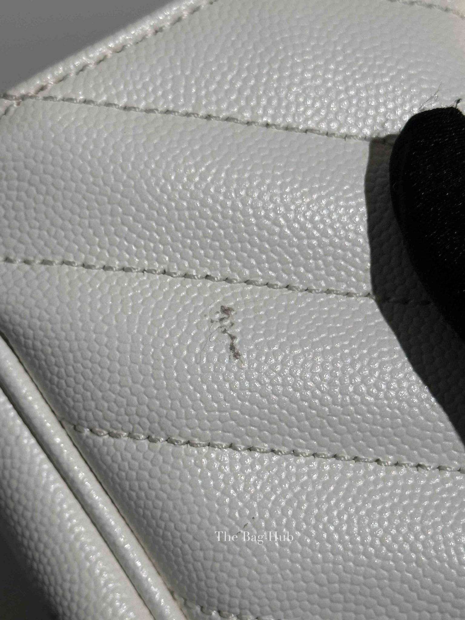 Saint Laurent White Leather Classic Monogram Tote Bag