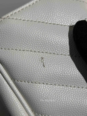 Saint Laurent White Leather Classic Monogram Tote Bag