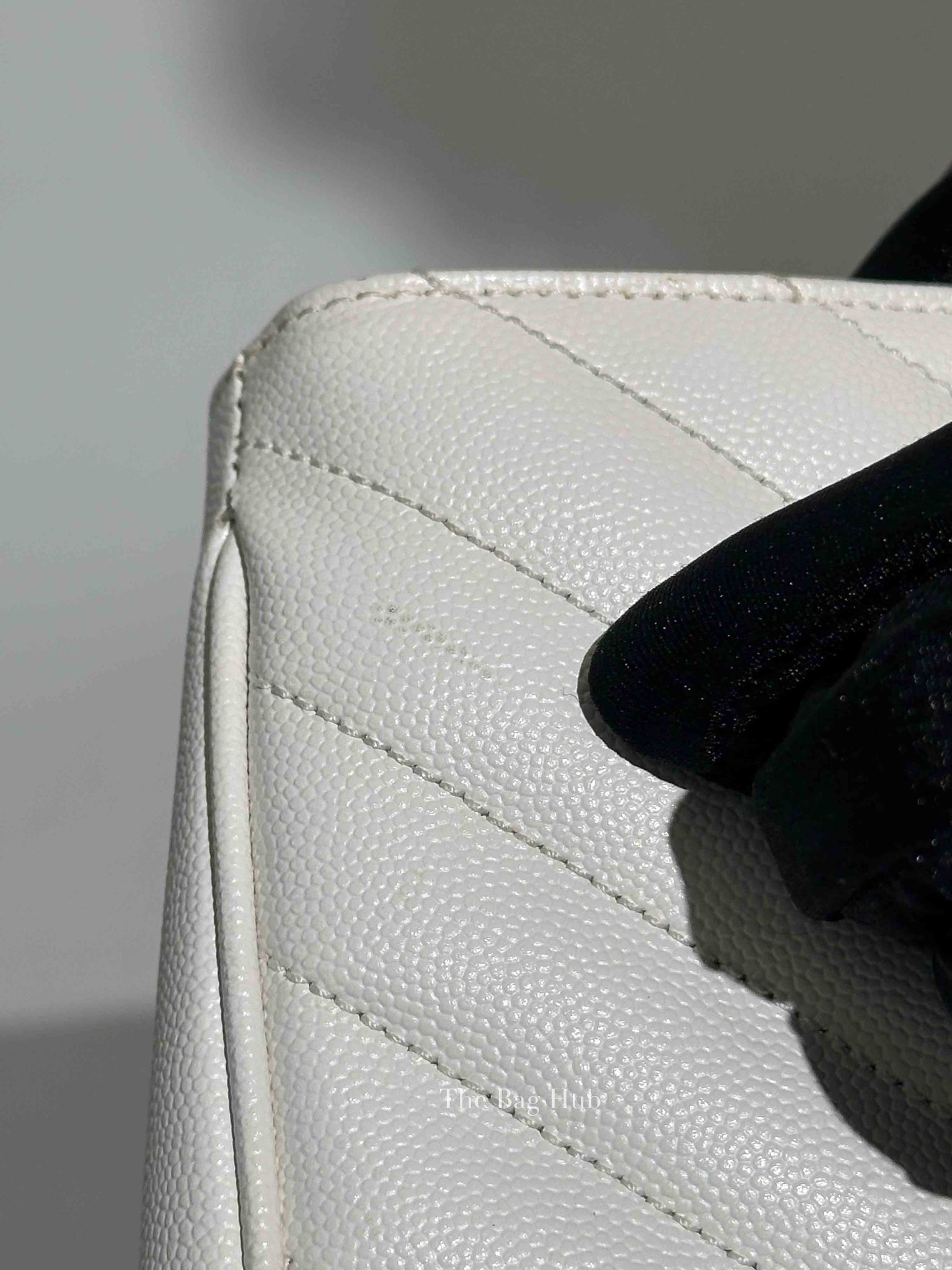 Saint Laurent White Leather Classic Monogram Tote Bag