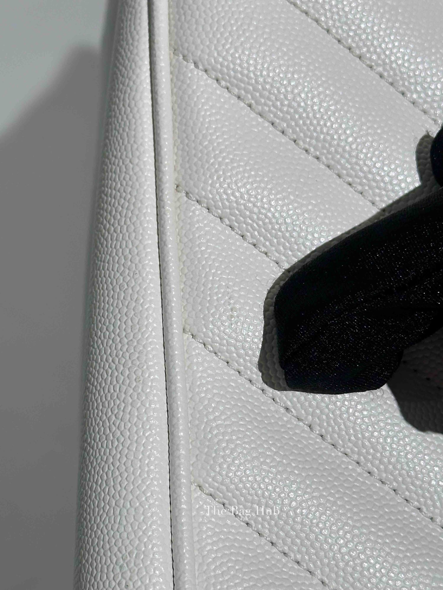 Saint Laurent White Leather Classic Monogram Tote Bag