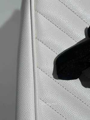 Saint Laurent White Leather Classic Monogram Tote Bag