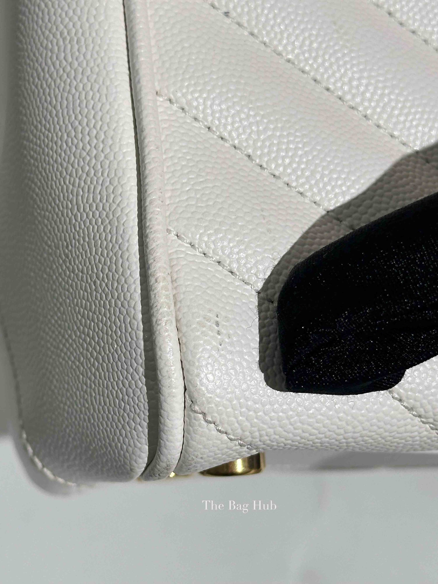Saint Laurent White Leather Classic Monogram Tote Bag
