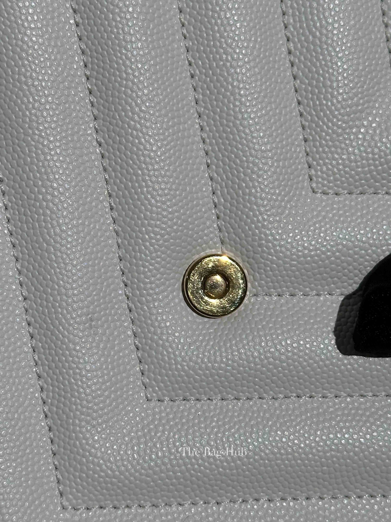 Saint Laurent White Leather Classic Monogram Tote Bag