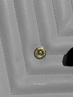 Saint Laurent White Leather Classic Monogram Tote Bag