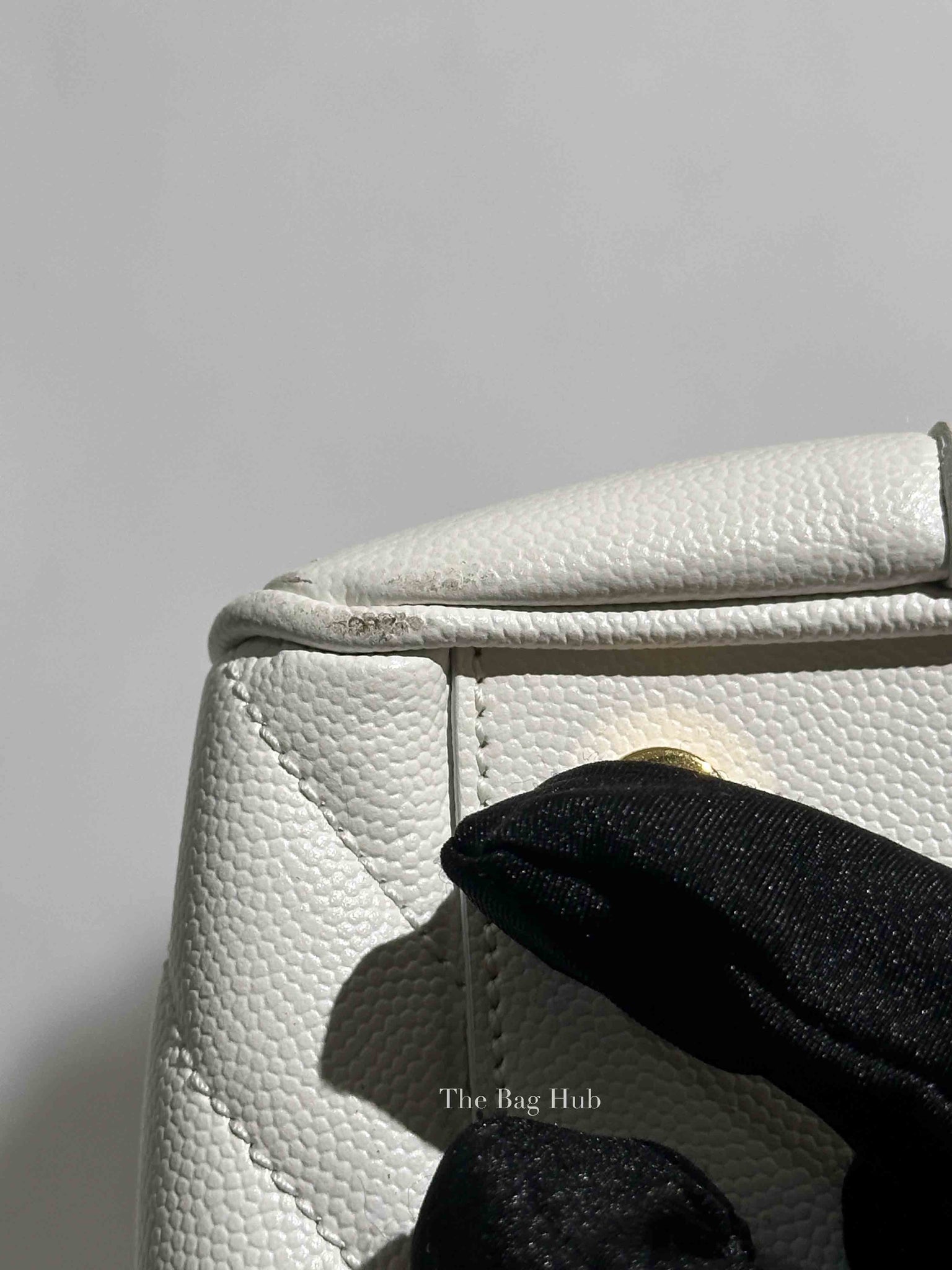 Saint Laurent White Leather Classic Monogram Tote Bag
