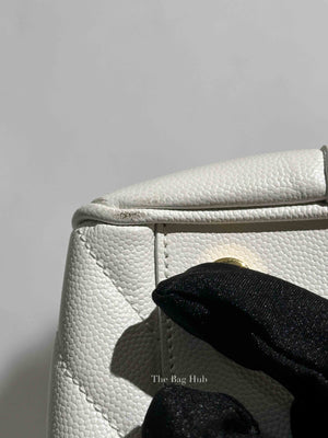 Saint Laurent White Leather Classic Monogram Tote Bag