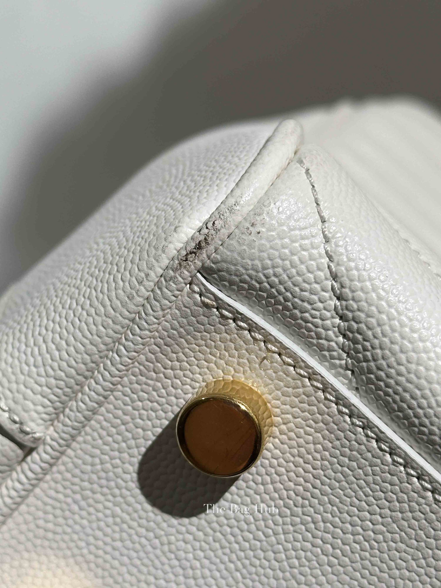 Saint Laurent White Leather Classic Monogram Tote Bag
