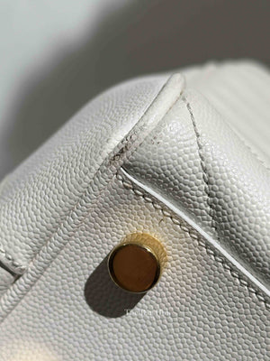 Saint Laurent White Leather Classic Monogram Tote Bag