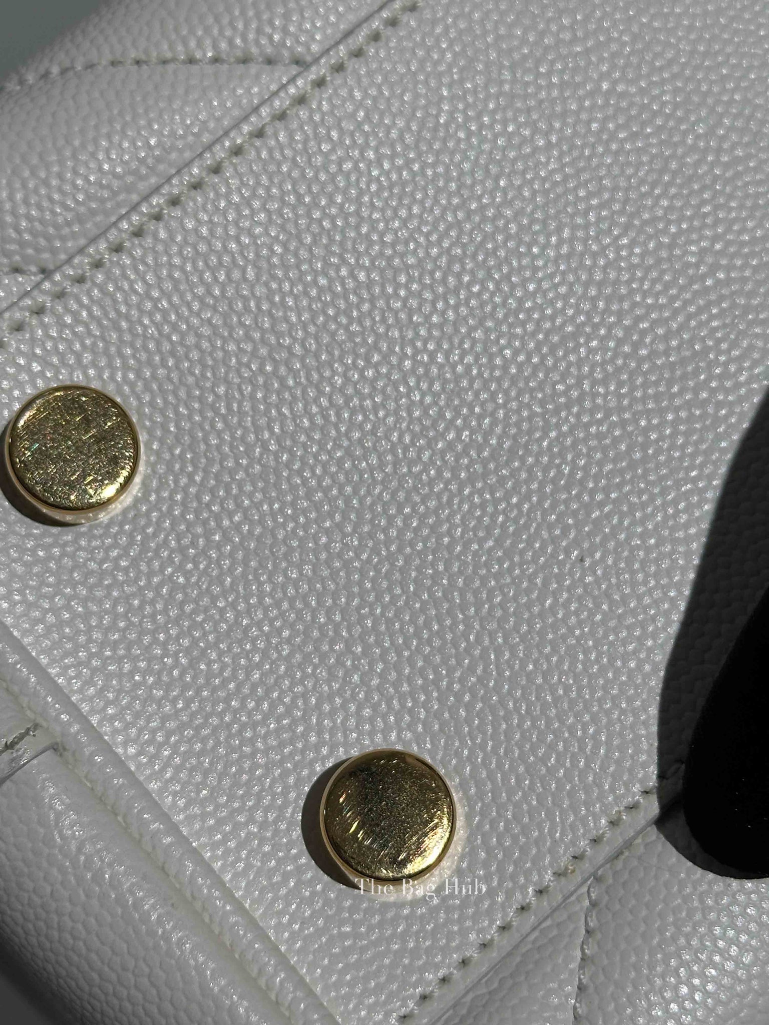 Saint Laurent White Leather Classic Monogram Tote Bag