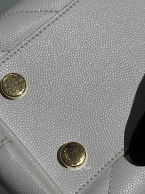 Saint Laurent White Leather Classic Monogram Tote Bag