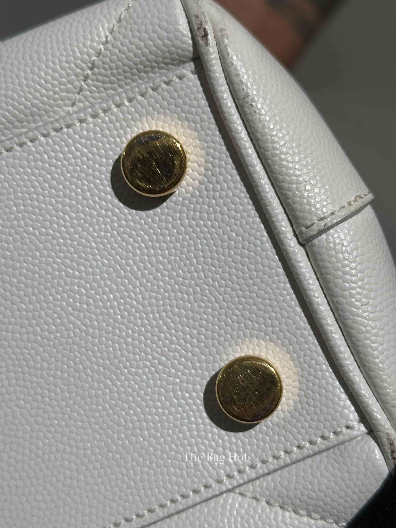 Saint Laurent White Leather Classic Monogram Tote Bag