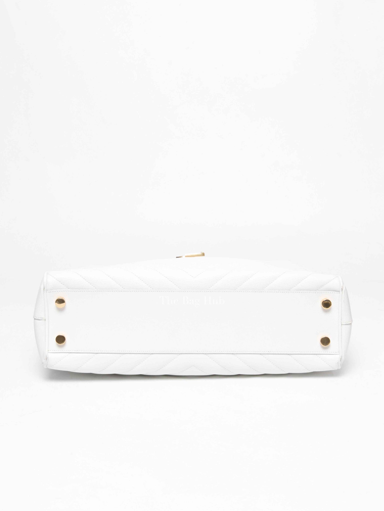 Saint Laurent White Leather Classic Monogram Tote Bag