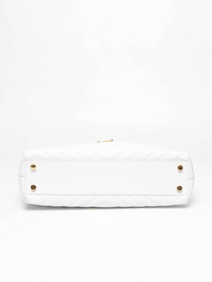 Saint Laurent White Leather Classic Monogram Tote Bag
