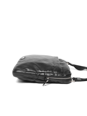 Prada Black Leather Enamel Logo Crossbody Bag