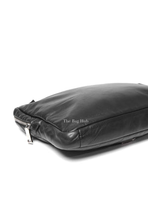 Prada Black Leather Enamel Logo Crossbody Bag