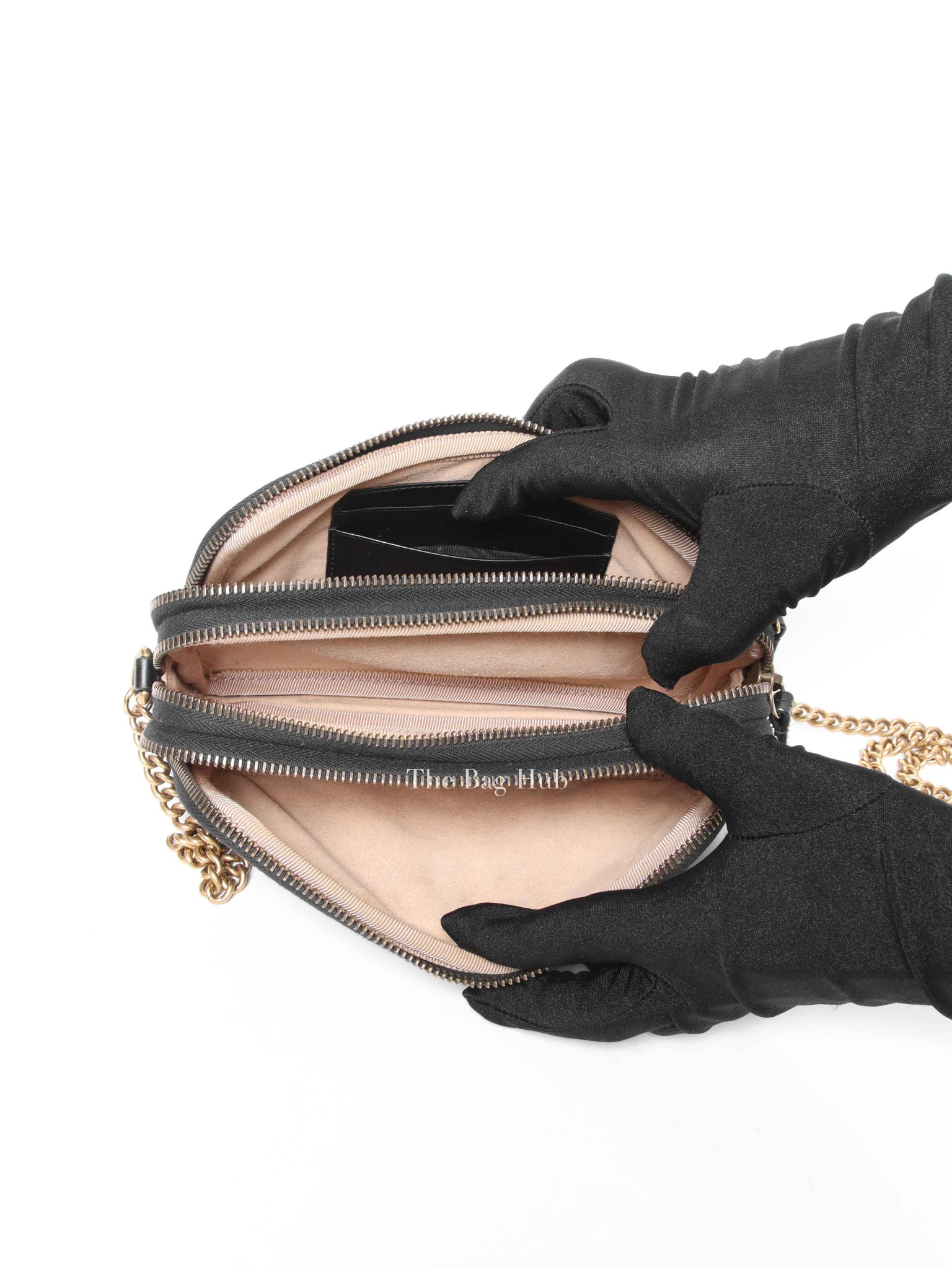 Gucci Black GG Marmont Triple Zip Mini Crossbody Bag