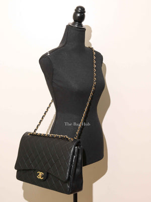 Chanel Black Leather Timeless Double Flap Maxi Jumbo Bag
