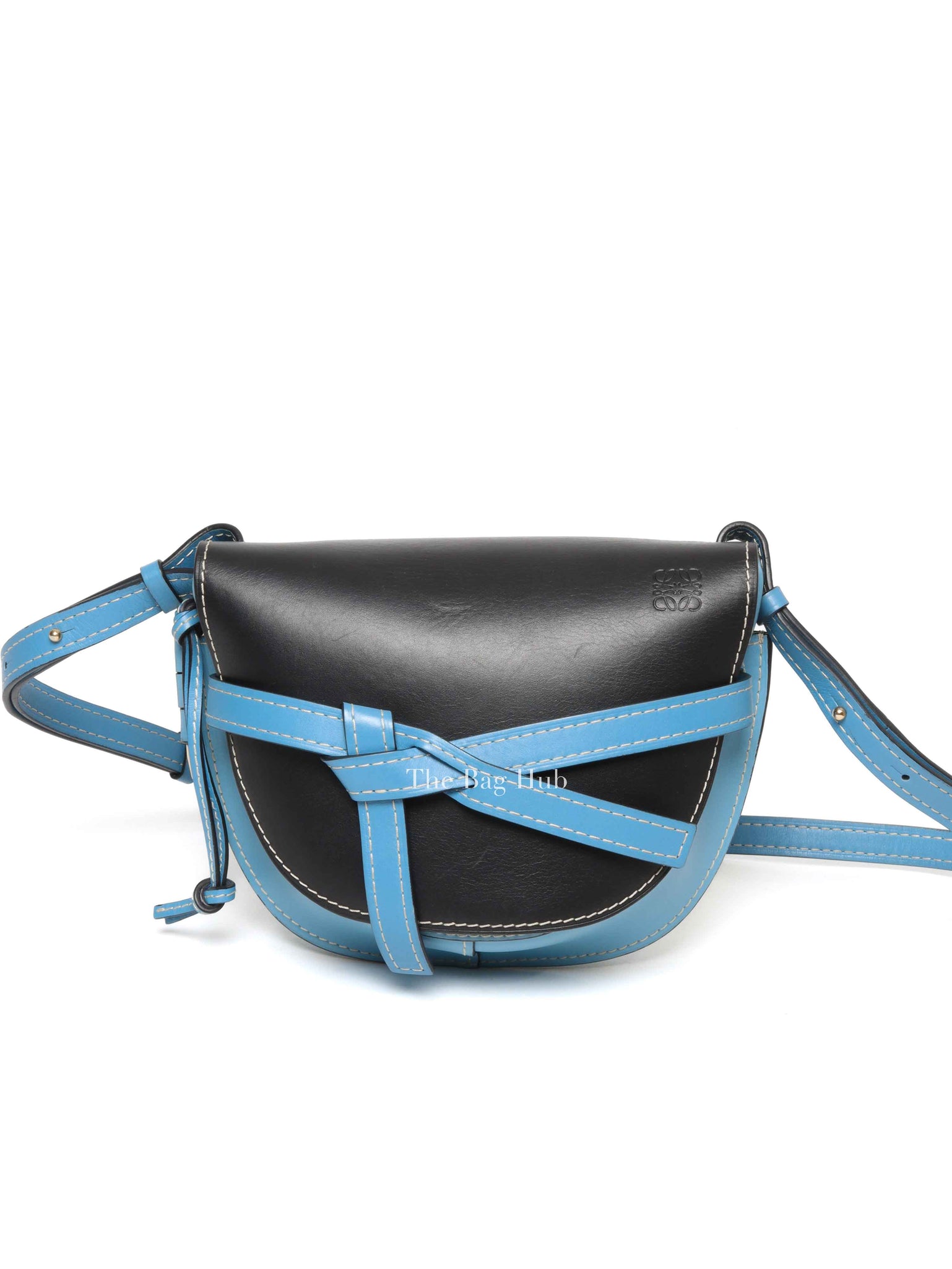 Loewe Black & Light Blue Calfskin Small Gate Crossbody Bag