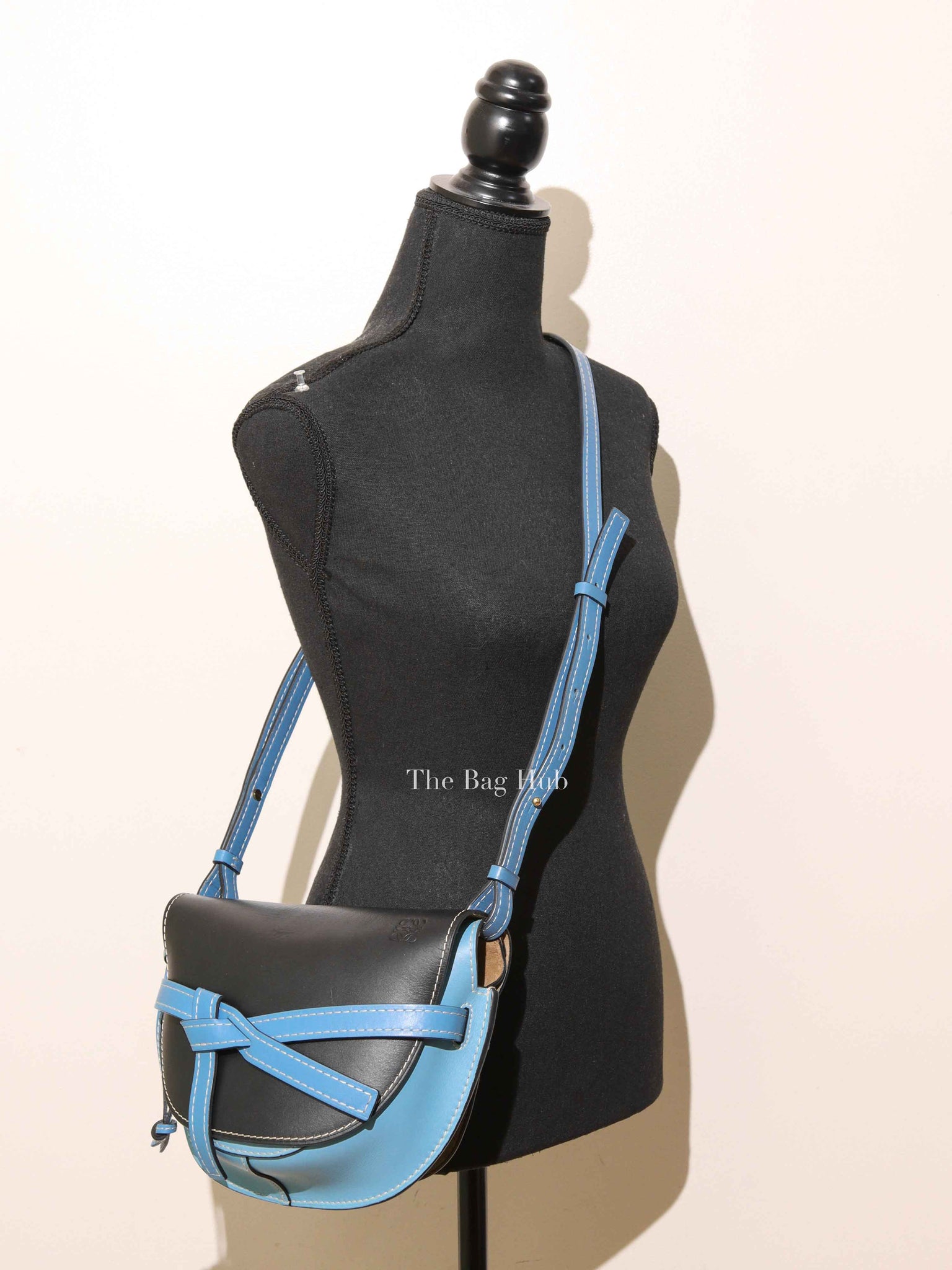 Loewe Black & Light Blue Calfskin Small Gate Crossbody Bag