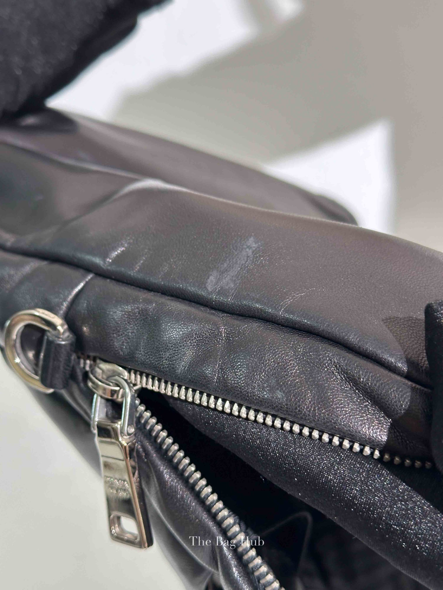 Prada Black Leather Enamel Logo Crossbody Bag
