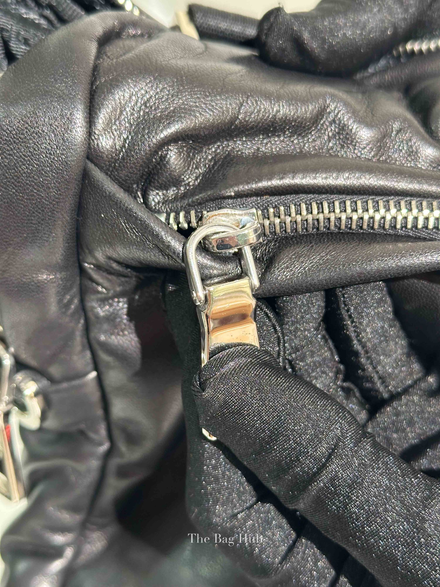 Prada Black Leather Enamel Logo Crossbody Bag