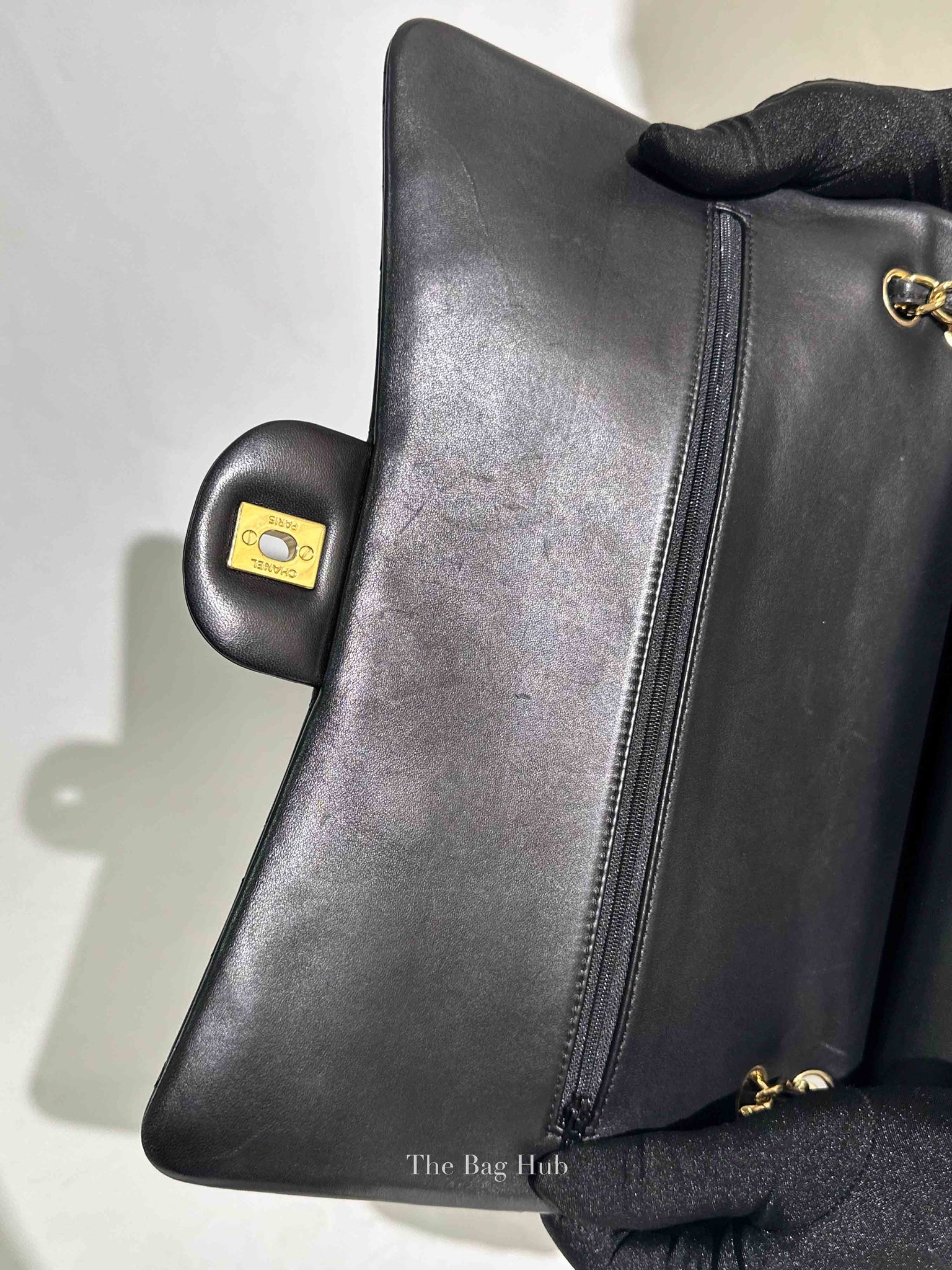 Chanel Black Leather Timeless Double Flap Maxi Jumbo Bag
