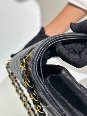 Chanel Black Leather Timeless Double Flap Maxi Jumbo Bag