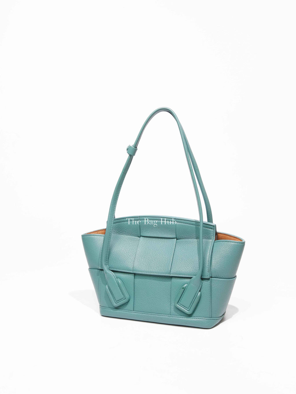 Bottega Veneta Blue Grained Calfskin Maxi Intrecciato Arco Small Shoulder Bag