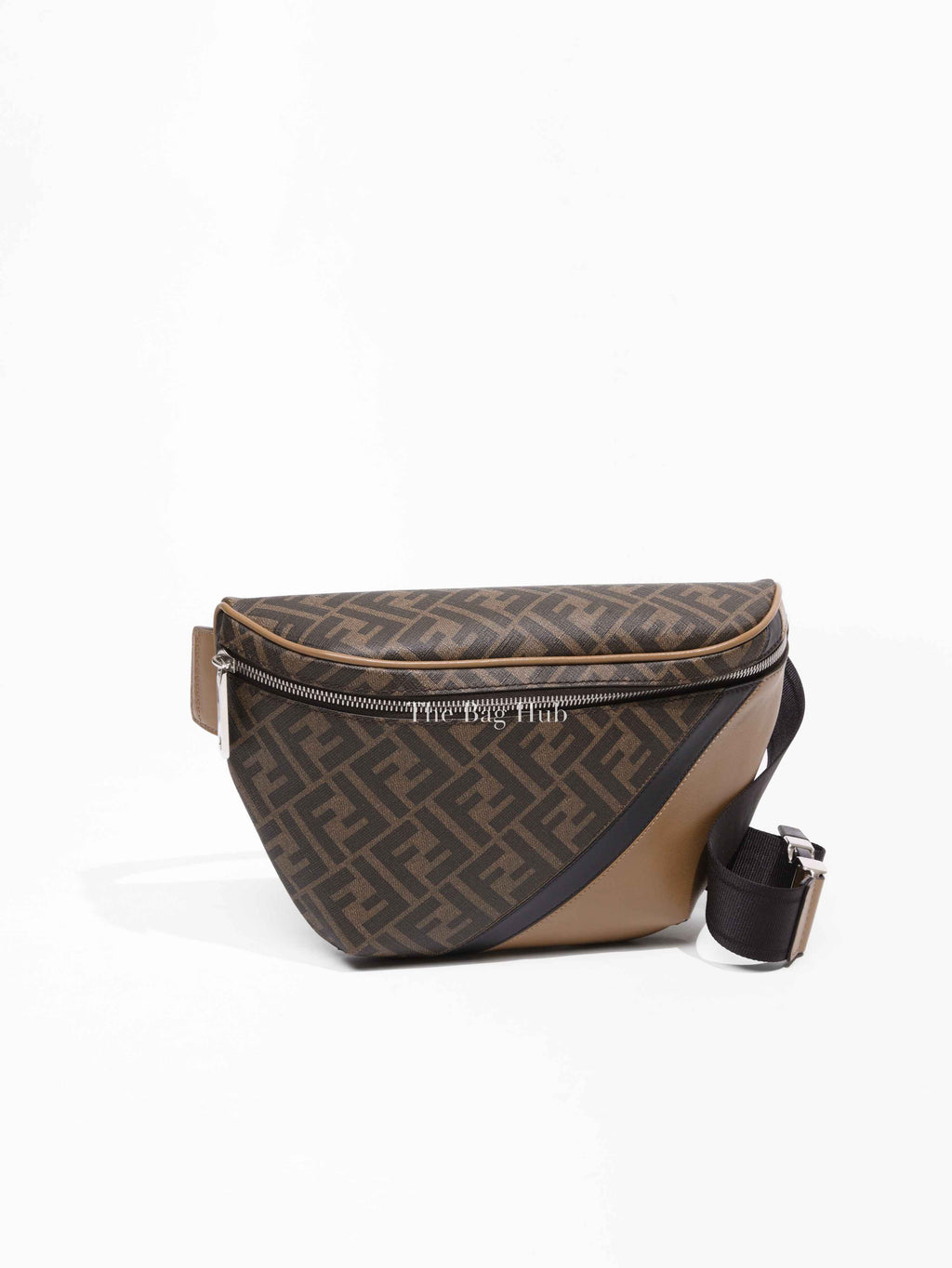 Fendi Dark Brown Leather/Canvas Diagonal Men's Belt Bag