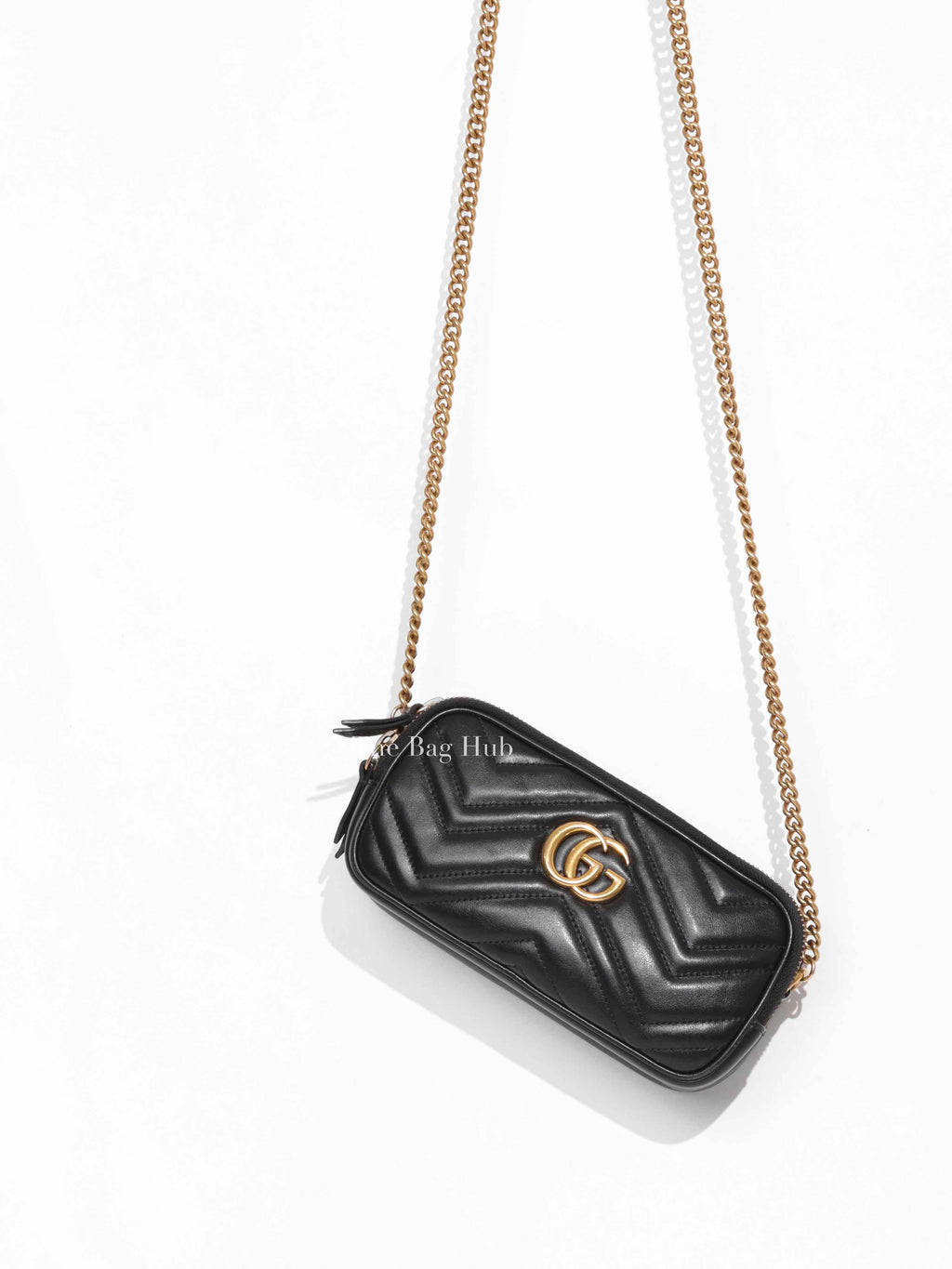Gucci Black GG Marmont Triple Zip Mini Crossbody Bag