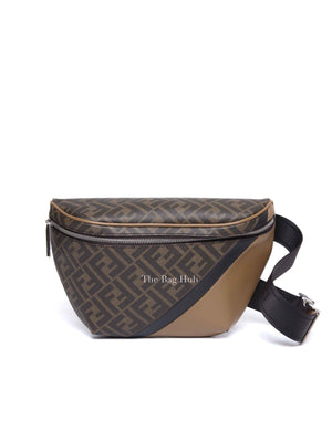 Fendi Dark Brown Leather/Canvas Diagonal Men's Belt Bag