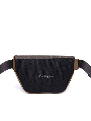 Fendi Dark Brown Leather/Canvas Diagonal Men's Belt Bag