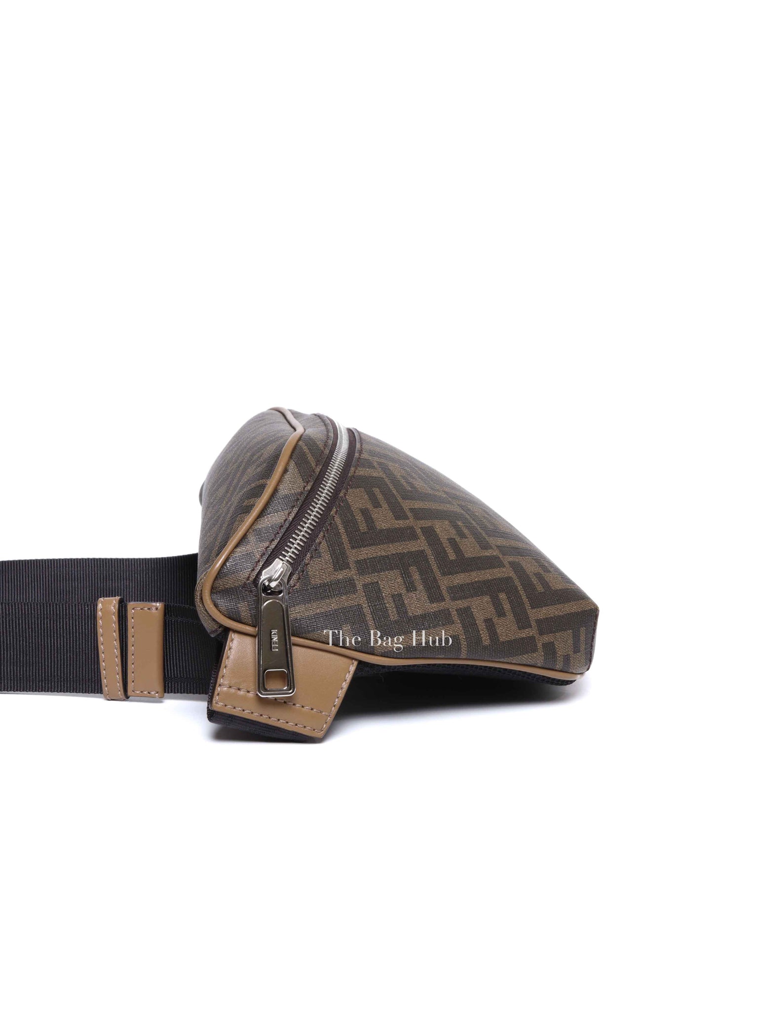 Fendi Dark Brown Leather/Canvas Diagonal Men's Belt Bag