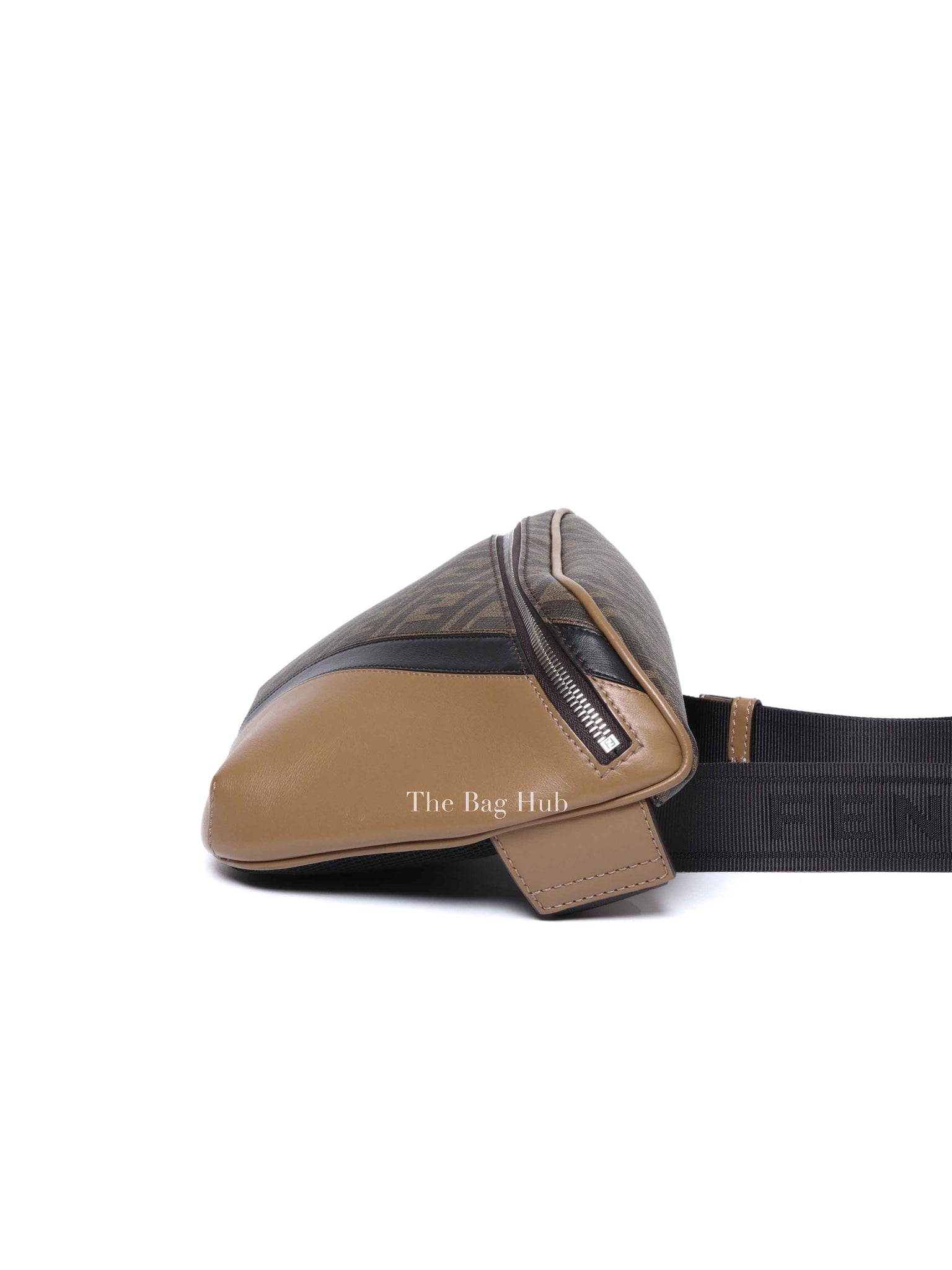 Fendi Dark Brown Leather/Canvas Diagonal Men's Belt Bag