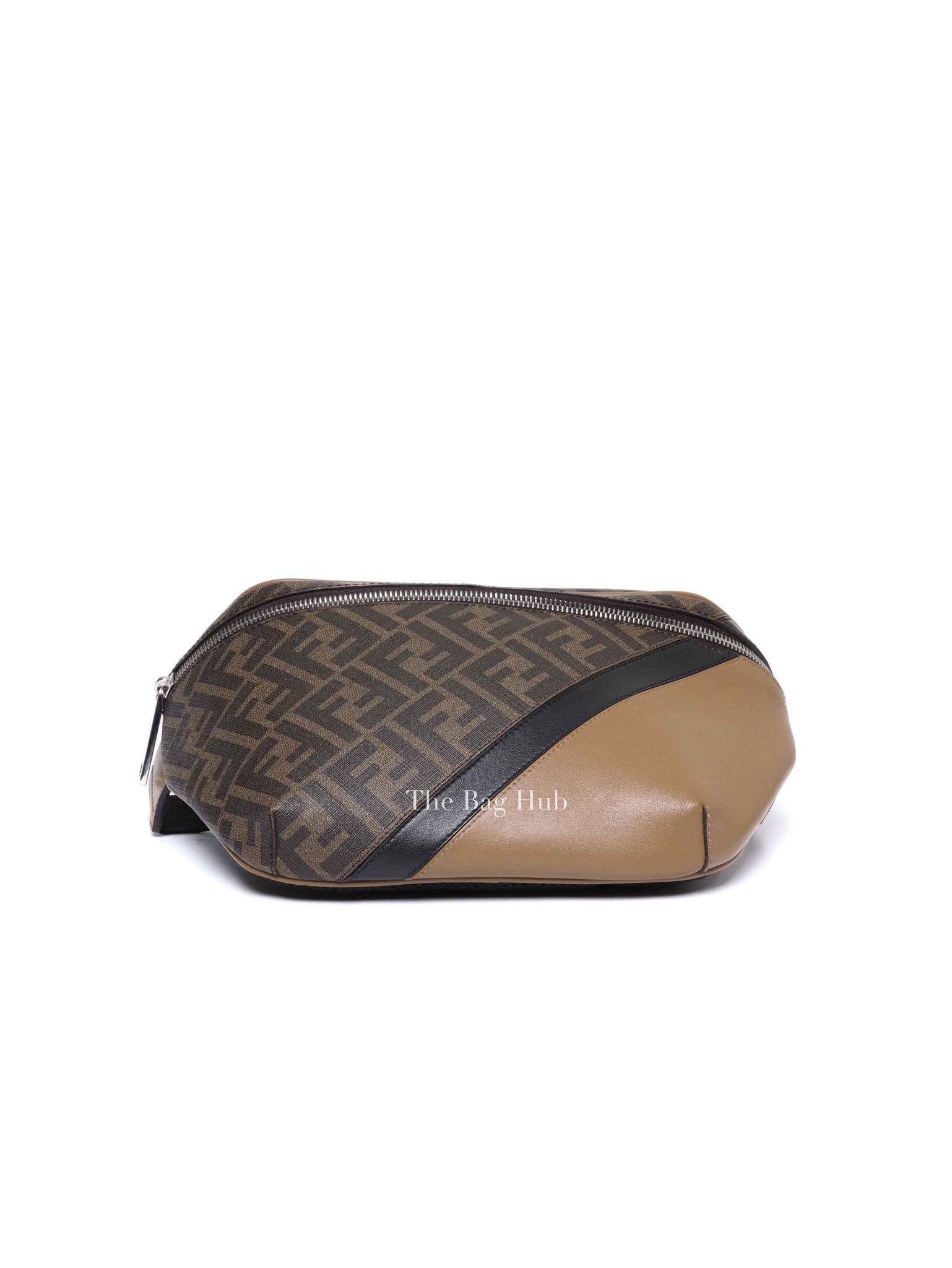 Fendi Dark Brown Leather/Canvas Diagonal Men's Belt Bag