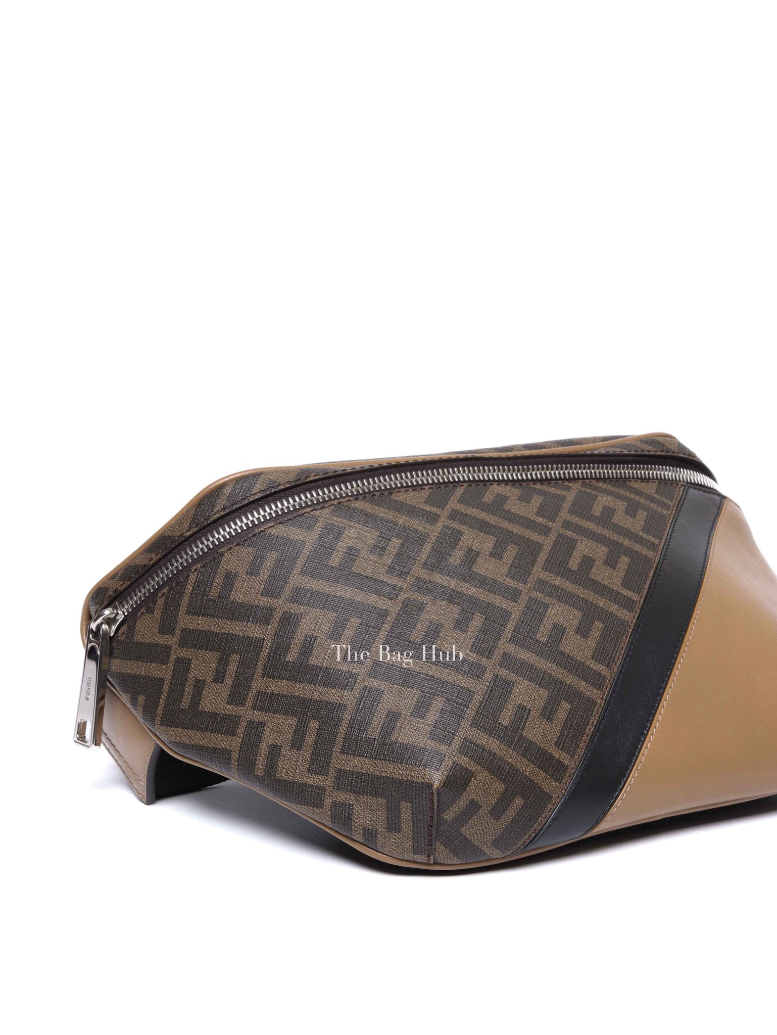 Fendi Dark Brown Leather/Canvas Diagonal Men's Belt Bag