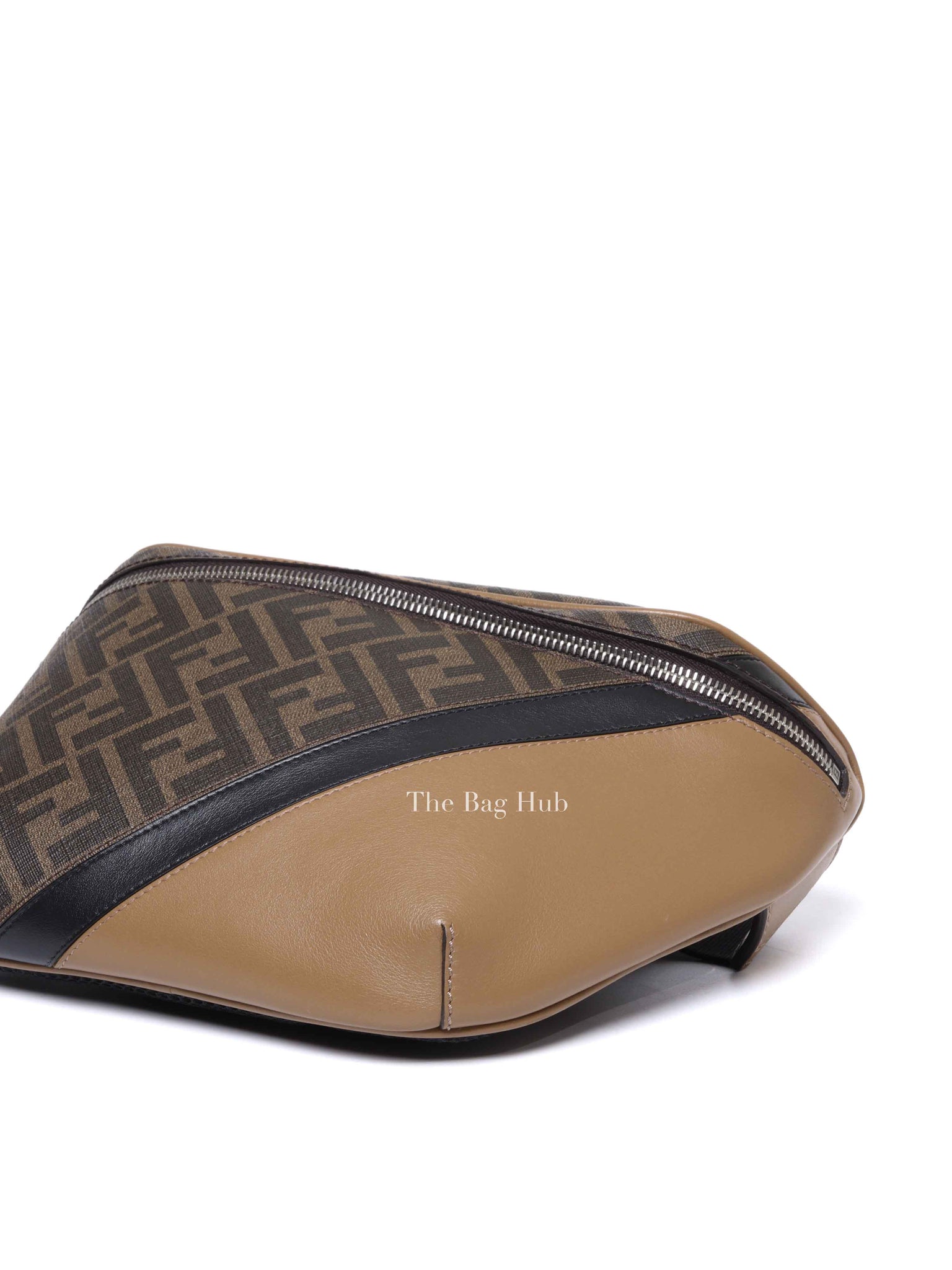Fendi Dark Brown Leather/Canvas Diagonal Men's Belt Bag