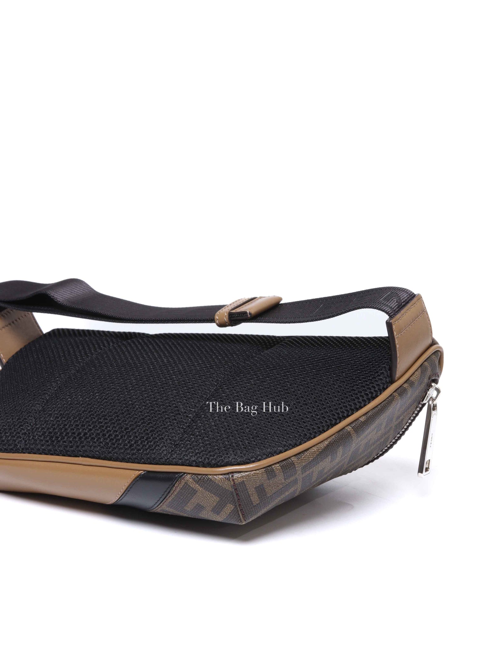 Fendi Dark Brown Leather/Canvas Diagonal Men's Belt Bag