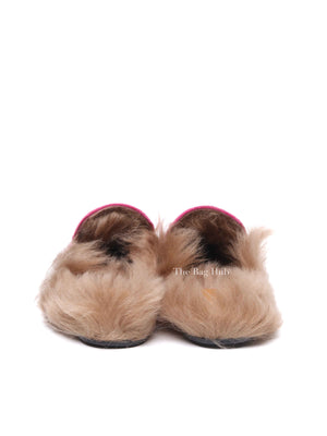 Gucci Pink Velvet Fur Women's Princetown Slippers Size 36.5